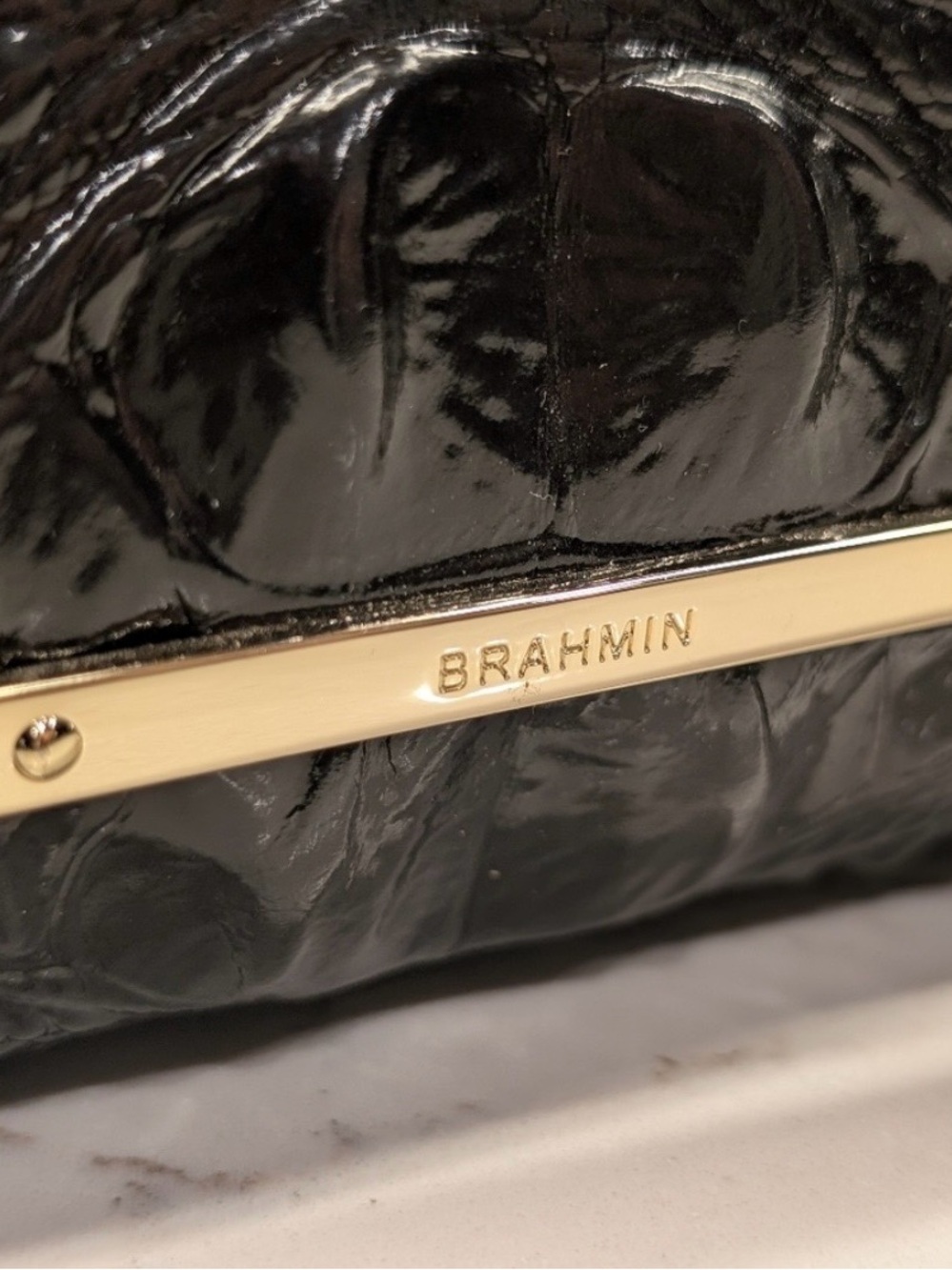 NWT Brahmin Black CARRIE Croc-Embossed Crossbody Bag 9x7.5” - Picture 6 of 8
